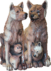 紀州犬　木彫刻