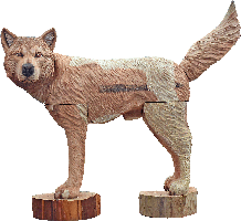 チェンソーアート　犬　彫刻
