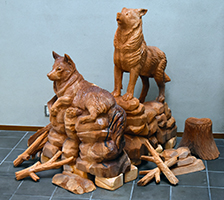 狗賓　彫刻　ハスキー　オオカミ