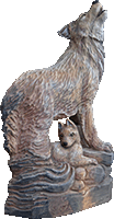 オオカミ　彫刻　チェンソーアート