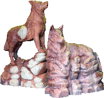 ハスキー　狼　彫刻