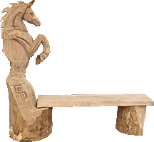 馬のベンチ　チェンソーアート　彫刻