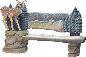 子鹿のベンチ彫刻